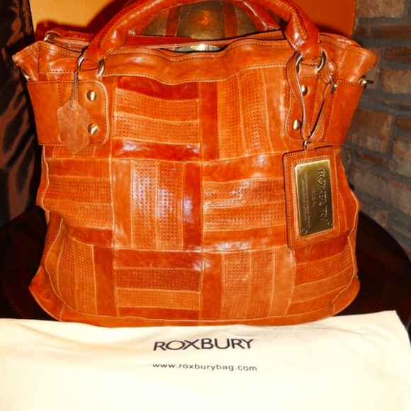 ROXBURY Patchwork Leather BRN. Satchel~NWOT $399 - Picture 2 of 8